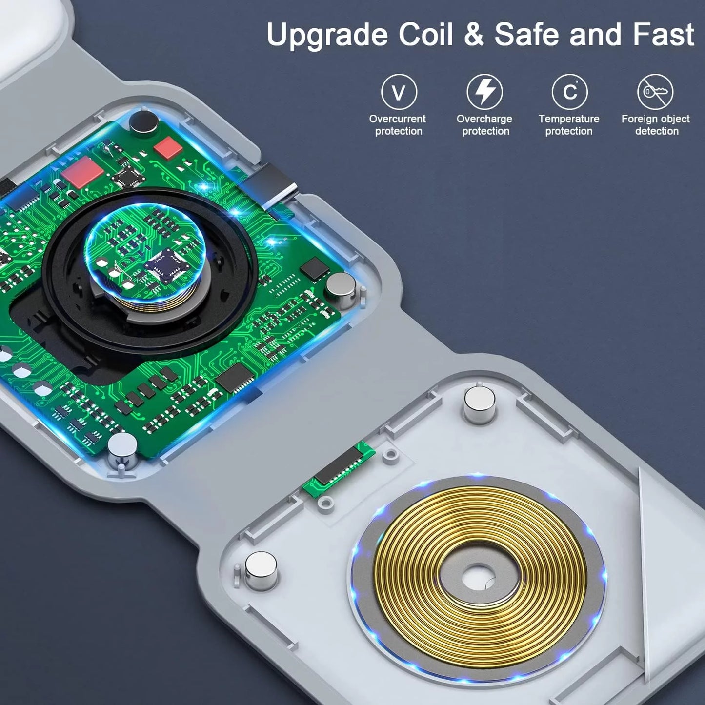 3-In-1 Wireless Charging Station, Magnetic Foldable Design Charging Station Compatible with Multiple Devices Including Iphone 16/15/14/13 Series, Airpods 4/3/Pro, and Iwatch