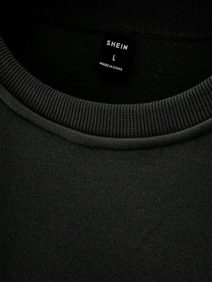 Manfinity Homme 2Pcs Men'S Casual Letter Printed Sweatshirt and Sweatpants Set, for Daily Leisure , Track Suit , Urban , Color Block, Fall Clothes